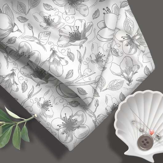 Muster Gray ID939 für gezeichnete Blumenmuster-Kon Stoff