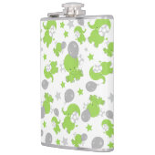 Muster grüner Elefanten, Niedliche Elefanten, Ster Flachmann (Links)