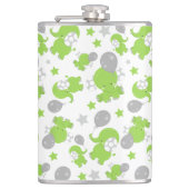 Muster grüner Elefanten, Niedliche Elefanten, Ster Flachmann (Vorderseite)