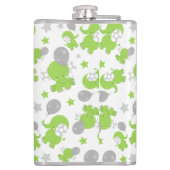 Muster grüner Elefanten, Niedliche Elefanten, Ster Flachmann (Rückseite)