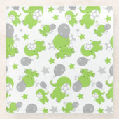 Muster grüner Elefanten, Niedliche Elefanten, Ster Glasuntersetzer (Vorderseite)