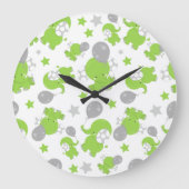 Muster grüner Elefanten, Niedliche Elefanten, Ster Große Wanduhr (Vorderseite)