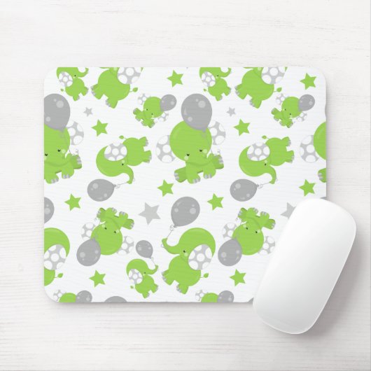 Muster grüner Elefanten, Niedliche Elefanten, Ster Mousepad (Mit Mouse)