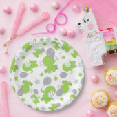 Muster grüner Elefanten, Niedliche Elefanten, Ster Pappteller (Party)