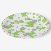 Muster grüner Elefanten, Niedliche Elefanten, Ster Pappteller (Schrägansicht)
