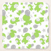 Muster grüner Elefanten, Niedliche Elefanten, Ster Rechteckiger Pappuntersetzer (Vorderseite)