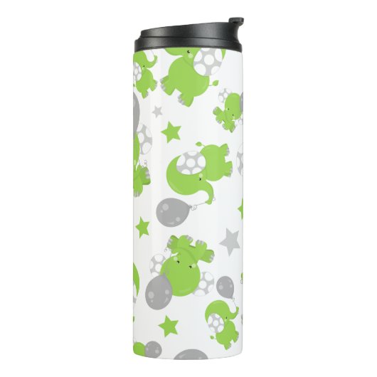 Muster grüner Elefanten, Niedliche Elefanten, Ster Thermosbecher (Nach links gedreht)