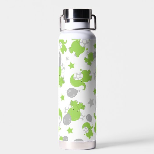 Muster grüner Elefanten, Niedliche Elefanten, Ster Trinkflasche (Rückseite)
