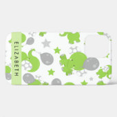 Muster grüner Elefanten, Sterne, Ihr Name Case-Mate iPhone Hülle (Rückseite (Horizontal))