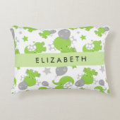 Muster grüner Elefanten, Sterne, Ihr Name Dekokissen (Vorderseite)