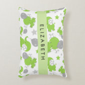 Muster grüner Elefanten, Sterne, Ihr Name Dekokissen (Vorderseite(Vertikal))