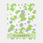Muster grüner Elefanten, Sterne, Ihr Name Fleecedecke (Vorderseite)
