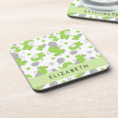 Muster grüner Elefanten, Sterne, Ihr Name Getränkeuntersetzer (Linke Seite)