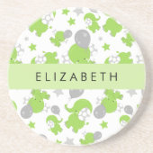 Muster grüner Elefanten, Sterne, Ihr Name Getränkeuntersetzer (Vorne)