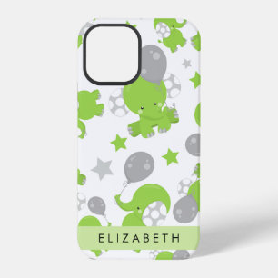 Muster grüner Elefanten, Sterne, Ihr Name iPhone 12 Pro Hülle
