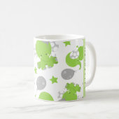 Muster grüner Elefanten, Sterne, Ihr Name Kaffeetasse (VorderseiteRechts)