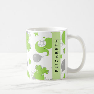 Muster grüner Elefanten, Sterne, Ihr Name Kaffeetasse