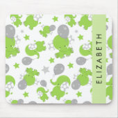 Muster grüner Elefanten, Sterne, Ihr Name Mousepad (Vorne)