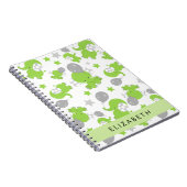 Muster grüner Elefanten, Sterne, Ihr Name Notizblock (Rechte Seite)