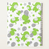 Muster grüner Elefanten, Sterne, Ihr Name Planer (Rückseite)