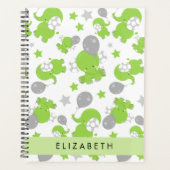 Muster grüner Elefanten, Sterne, Ihr Name Planer (Vorderseite)