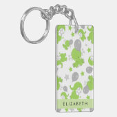 Muster grüner Elefanten, Sterne, Ihr Name Schlüsselanhänger (Vorderseite links)
