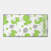 Muster grüner Elefanten, Sterne, Ihr Name Schreibtischunterlage (Vorderseite)
