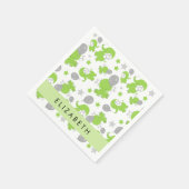 Muster grüner Elefanten, Sterne, Ihr Name Serviette (Ecke)