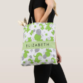 Muster grüner Elefanten, Sterne, Ihr Name Tasche (Von Nahem)