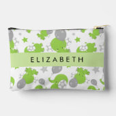 Muster grüner Elefanten, Sterne, Ihr Name Zubehörtasche (Rückseite)