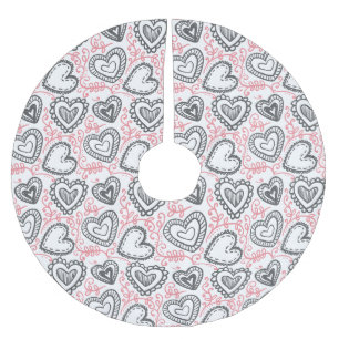 Muster Hand gezeichneten Herzenvalentines Tages Polyester Weihnachtsbaumdecke