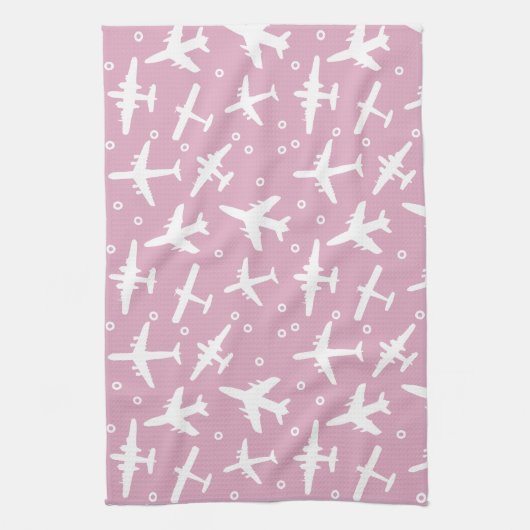 Muster hellrosa und weiße Luftfahrt Geschirrtuch (Vertikal)