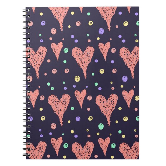 Muster Herz farbenfrohe Girly Moderne Niedlich    Notizblock (Vorderseite)
