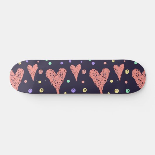 Muster Herz farbenfrohe Girly Moderne Niedlich Skateboard (Horizontal)