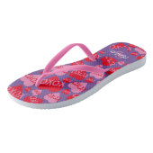 Muster Herz XOXO Liebe Rotes Rosa Lila Monogramm Badesandalen (Schrägansicht)