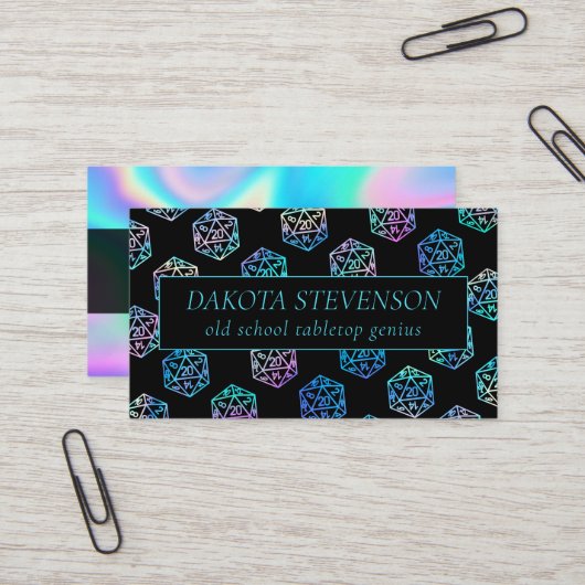 Muster Hologramm D20 | PnP Tabletop Gamer Dice Visitenkarte (Vorderseite/Rückseite Beispiel)