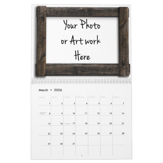Muster "Holzrahmen" Kalender (Mär 2026)