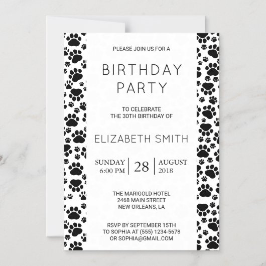 Muster, Hundepflaster, Schwarz und Weiß, Geburtsta Magneteinladung (Vorderseite)