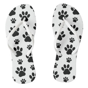 Muster, Hundeschrauben, Paw Prints, Schwarz und We Badesandalen