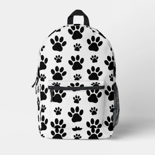 Muster, Hundeschrauben, Paw Prints, Schwarz und We Bedruckter Rucksack (Vorderseite)