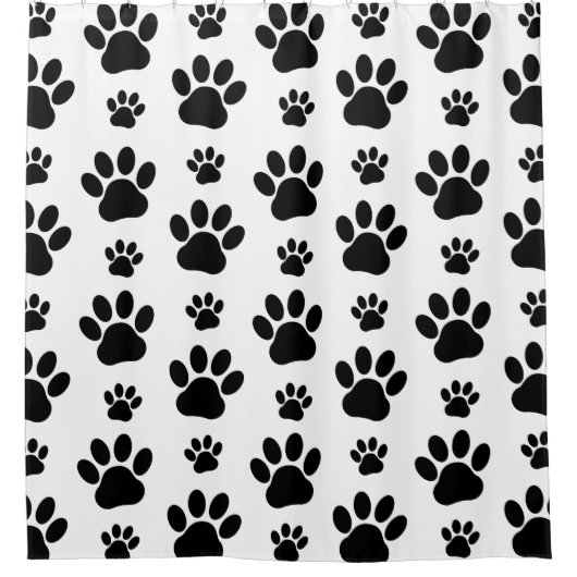 Muster, Hundeschrauben, Paw Prints, Schwarz und We Duschvorhang (Vorderseite)