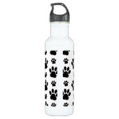 Muster, Hundeschrauben, Paw Prints, Schwarz und We Edelstahlflasche (Rückseite)