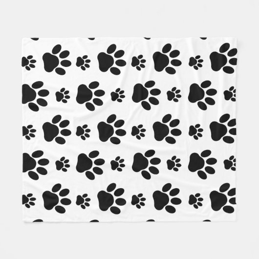 Muster, Hundeschrauben, Paw Prints, Schwarz und We Fleecedecke (Vorderseite (Horizontal))