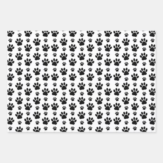 Muster, Hundeschrauben, Paw Prints, Schwarz und We Geschenkpapier Set (Vorderseite)