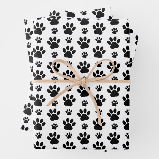 Muster, Hundeschrauben, Paw Prints, Schwarz und We Geschenkpapier Set (Beispiel)