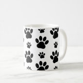 Muster, Hundeschrauben, Paw Prints, Schwarz und We Kaffeetasse (VorderseiteRechts)