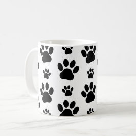 Muster, Hundeschrauben, Paw Prints, Schwarz und We Kaffeetasse
