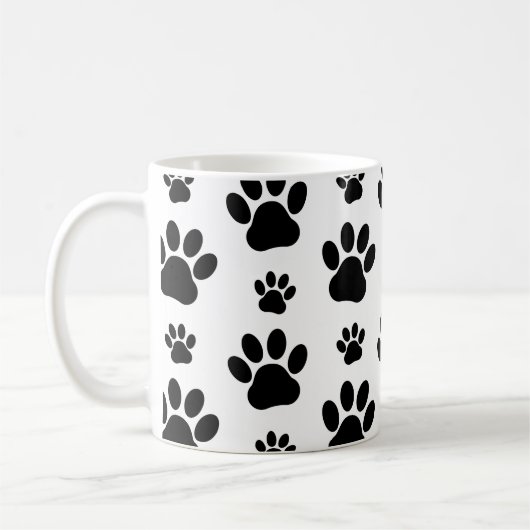 Muster, Hundeschrauben, Paw Prints, Schwarz und We Kaffeetasse (Links)