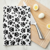 Muster, Hundeschrauben, Paw Prints, Schwarz und We Küchentuch (Viertel Falte)