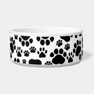 Muster, Hundeschrauben, Paw Prints, Schwarz und We Napf